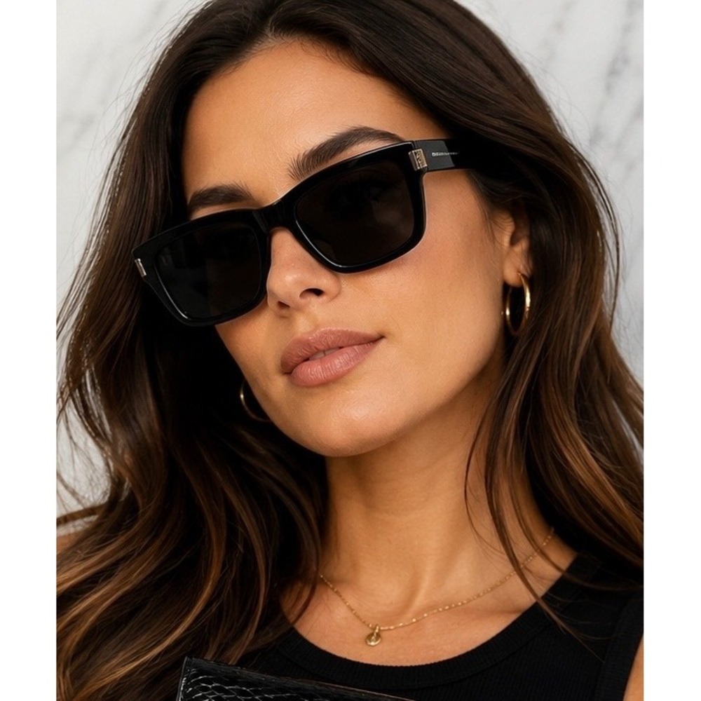 Saint Laurent Sunglasses Women OS Black Excellent Square SL 756 001